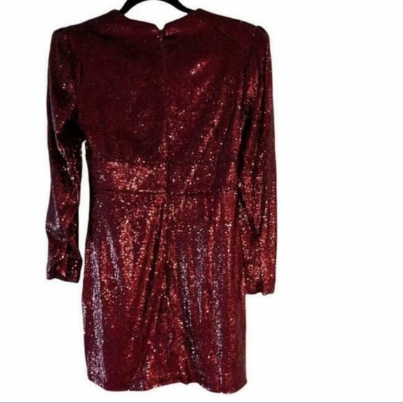 NWT A.L.C. Bordeaux All-Over Sequin Mara Dress Bordeaux - Picture 3 of 4